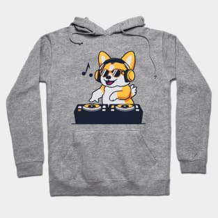 Cute Corgi plays Dj Music Funny Dog kawaii Hoodie